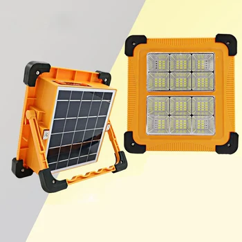 Перезаряжаемый портативный светодиодный прожектор на солнечной энергии, супер яркое наружное освещение строительной площадки, мобильные прожекторы для кемпинга 15