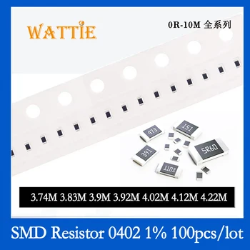SMD резистор 0402 1% 3,74 М 3,83 М 3,9 М 3,92 М 4,02 М 4,12 М 4,22 М 100 шт./лот микросхемные резисторы 1/16 Вт 1,0 мм * 0,5 мм 12
