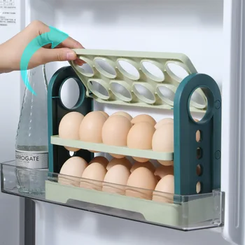 Ящик для хранения яиц 3-Слойный Откидной Ящик Egg Manager Вместительная 30-Элементная Полка Для яиц Боковой Лоток Для яиц В Холодильнике Органическое Вещество 12