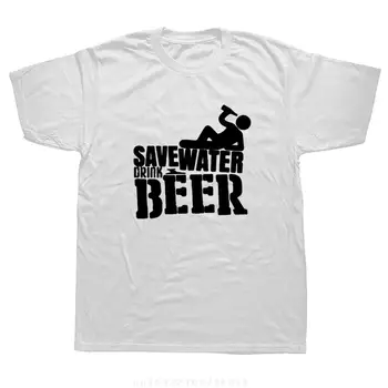Забавные футболки Save Water Drink Beer С круглым вырезом, футболка Harajuku, Мужская одежда, Графическая уличная одежда из хлопка с коротким рукавом 16