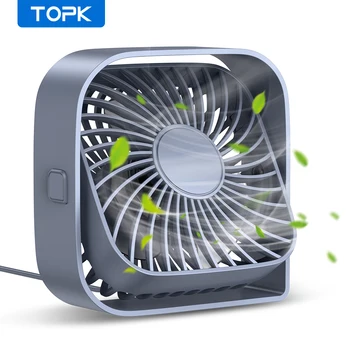 Настольный вентилятор TOPK USB с регулировкой вращения на 360 ° Портативный охлаждающий вентилятор с 3 скоростями, бесшумные мощные мини-настольные вентиляторы для домашнего офиса