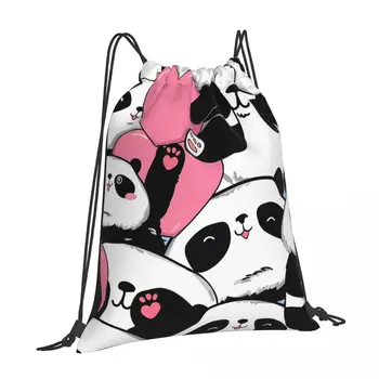 Рюкзаки с завязками Panda 3, персонализированные рюкзаки с завязками, идеально подходящие для школы, кемпинга и приключений на свежем воздухе 2