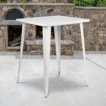 Флэш-мебель Коммерческого класса из квадратного белого металла толщиной 31,5 дюйма Для бара в помещении и на открытом воздухе Высотой стола 33,25 