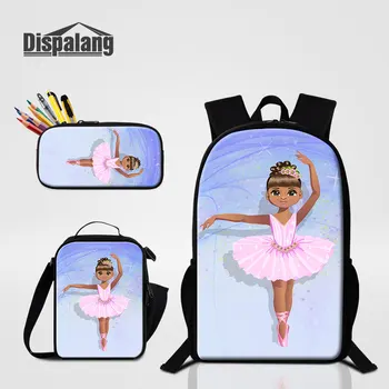 Комплект из 3 шт. Школьный рюкзак с принтом для балета и йоги для девочек с пользовательским именем и логотипом Сумка-холодильник для еды Пенал для школьников Сумка для книг Рюкзак 7