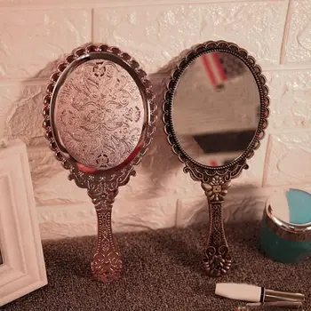 Ручное зеркальце для макияжа с ручкой, ручное зеркальце, компактные зеркала, модный косметический инструмент, зеркало для макияжа для девочек 2
