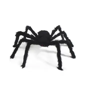 Паутина Реалистичный паук с паутиной Внутреннее / наружное украшение для Хэллоуина Дополнительный размер для жуткого реалистичного поддельного паука