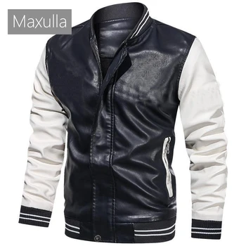 Maxulla Зимние мужские куртки из искусственной кожи, модные мужские мотоциклетные кожаные пальто, повседневное флисовое теплое байкерское кожаное пальто, мужская брендовая одежда 7