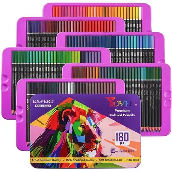 Набор профессиональных цветных карандашей KALOUR 180 цветов, набор для рисования, нетоксичные масляные карандаши для рисования, цветной карандаш 11