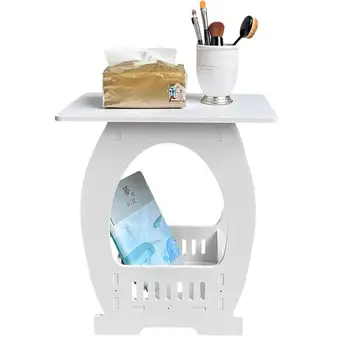 Прикроватный столик Элегантная прикроватная тумбочка со стеллажом для хранения Белая тумбочка Журнальный столик для гостиной спальни Украшения офиса