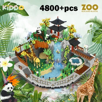 Строительные блоки зоопарка Сделай САМ 4800 + ШТ Мини-кирпичи парка пустыни, модель животных в сборе, интерактивные подарки для родителей и детей для детей и взрослых 3