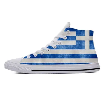Греческий Флаг Греции, Патриотическая Крутая Модная Повседневная обувь, высокие Легкие Мужские И женские кроссовки, Дышащая обувь для настила 6